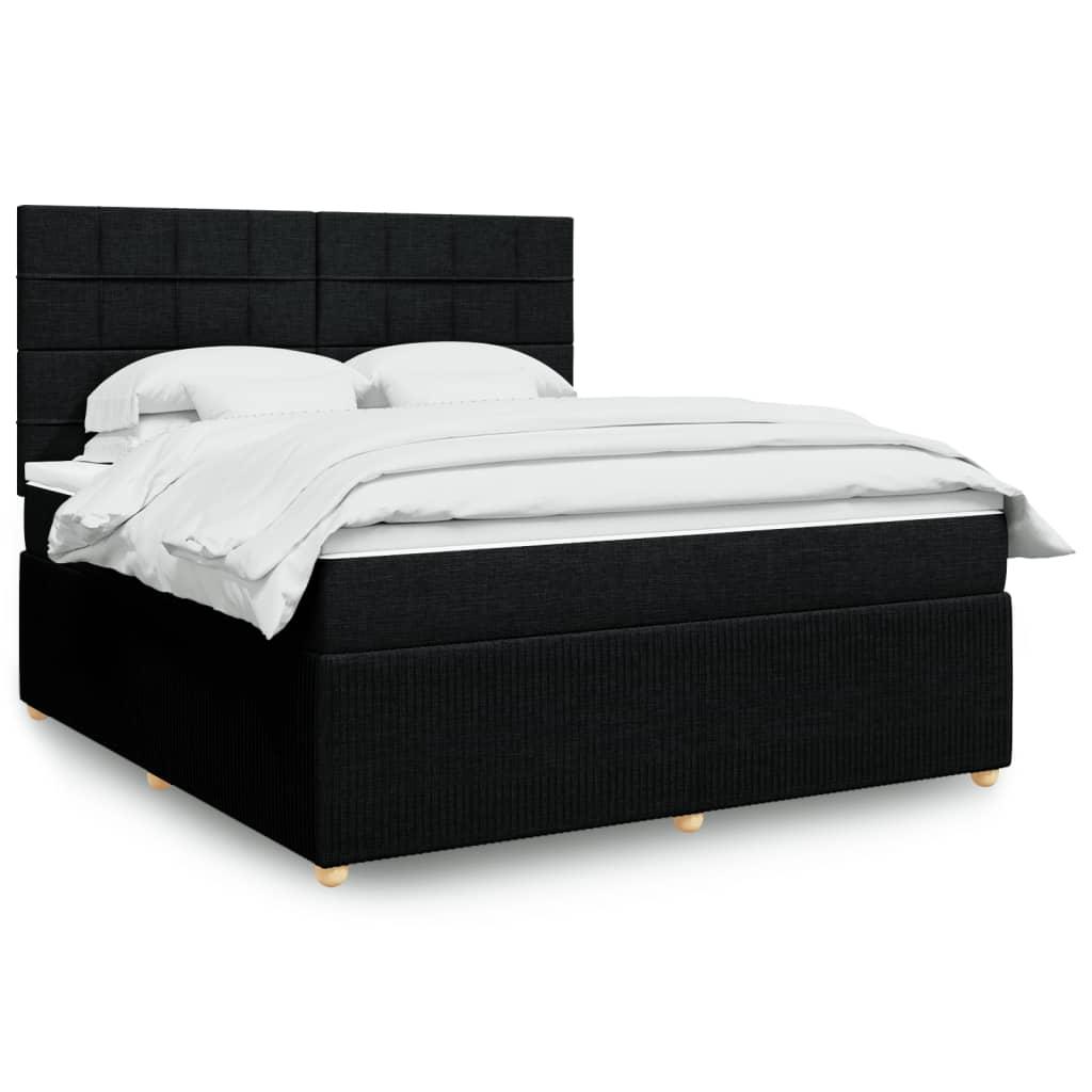 Kontinentalseng 180x200 cm med madras & LED - stof, sort