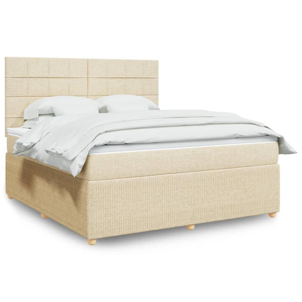 Kontinentalseng med madras 180x200 cm stof cremefarvet billede