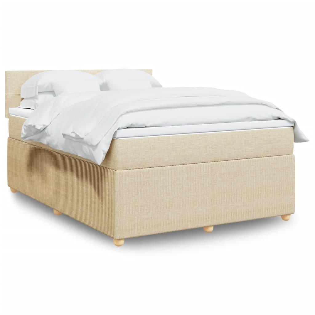 Kontinentalseng med madras 160x200 cm stof cremefarvet billede