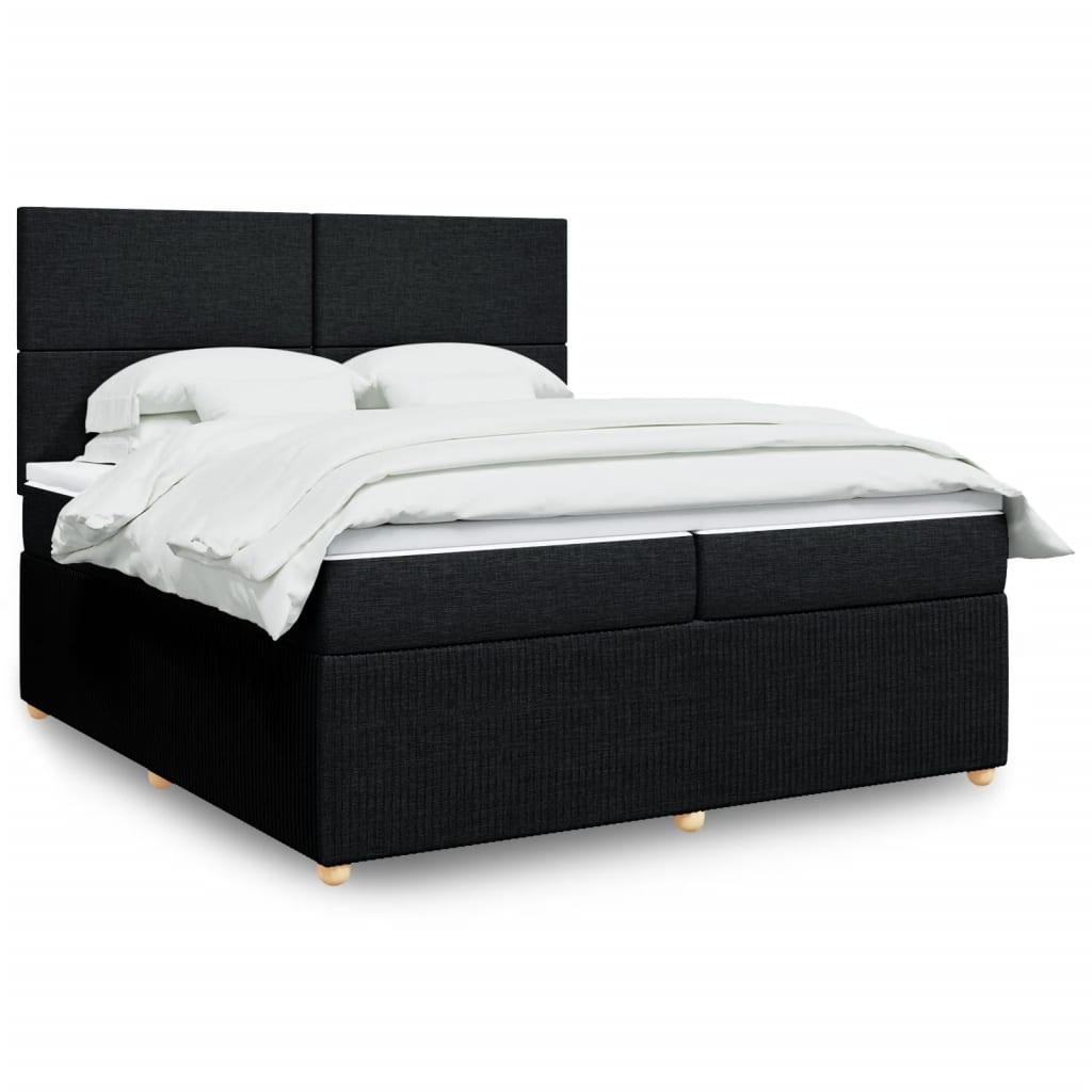 Kontinentalseng med madras og topmadras 200×200 cm - stof, sort billede