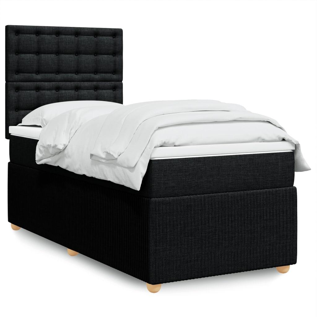 Kontinentalseng med madras 100x200 cm stof sort billede