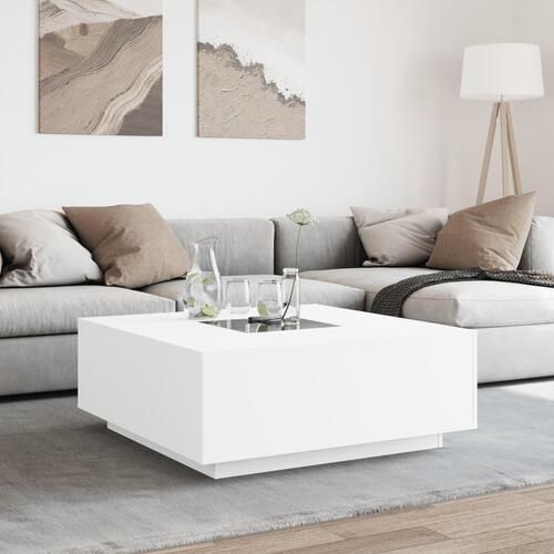 Sofabord med Infinity LED-lys 100x100x40 cm hvid