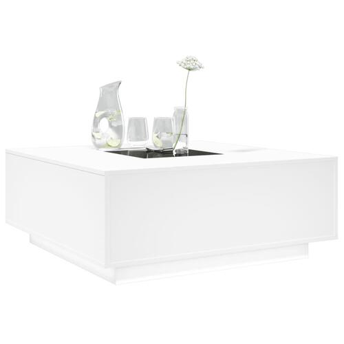 Sofabord med Infinity LED-lys 100x100x40 cm hvid