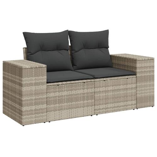 Sofasæt til haven 8 dele med hynder polyrattan lysegrå