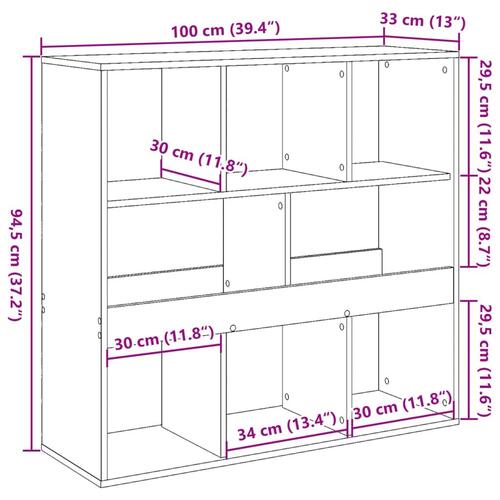 Rumdeler 100x33x94,5 cm konstrueret træ sort