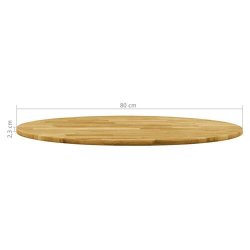 Bordplade i massivt egetræ rundt 23 mm 800 mm
