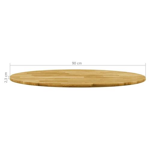 Bordplade i massivt egetræ rund 23 mm 900 mm