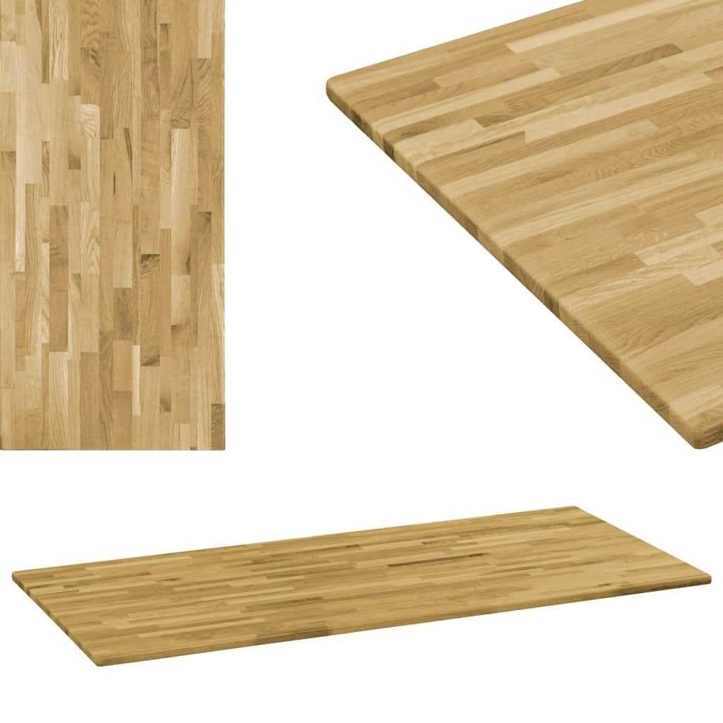 Bordplade i massivt egetræ rektangulært 23 mm 100 x 60 cm