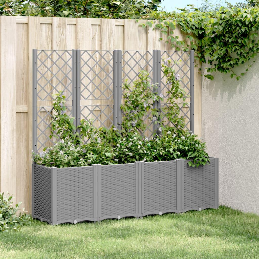 Plantekasse med espalier 160x40x140 cm PP lysegrå billede