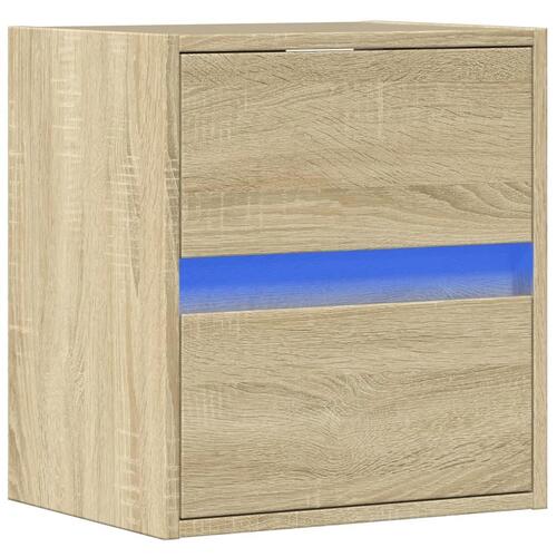 Væghængt tv-bord med LED-lys 41x31x45 cm sonoma-eg