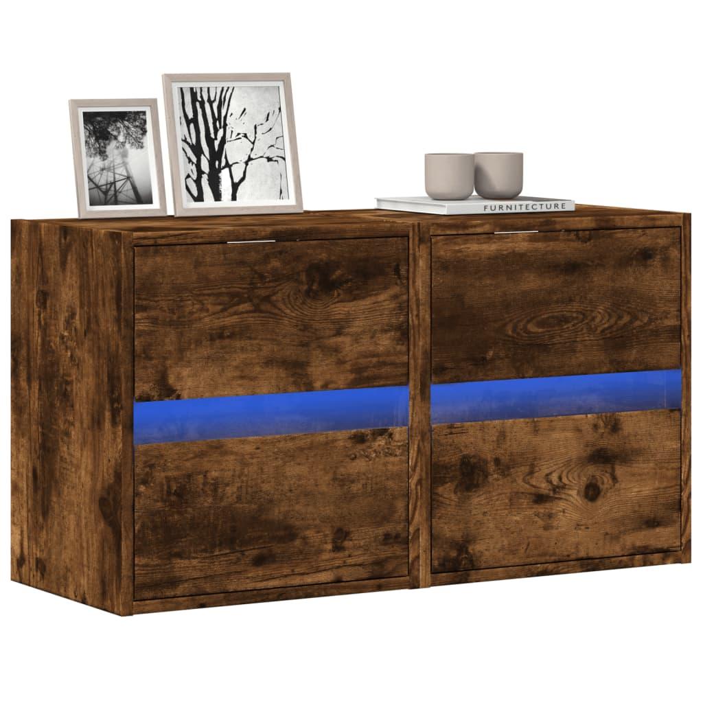 Væghængt Tv-Bord Med Led 180X31X45 Cm - 2 / 41 cm / Røget eg