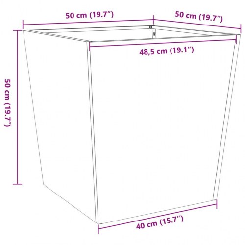 Plantekasser 2 stk. 50x50x50 cm galvaniseret stål