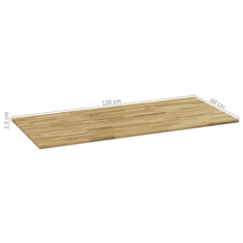 Bordplade i massivt egetræ rektangulært 23 mm 120 x 60 cm