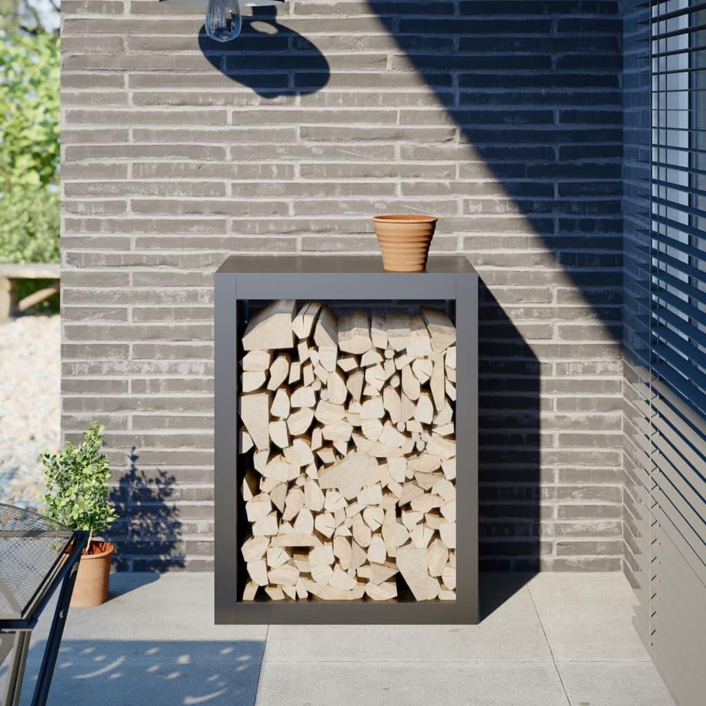Brændestativ 60x40x80 cm stål antracitgrå