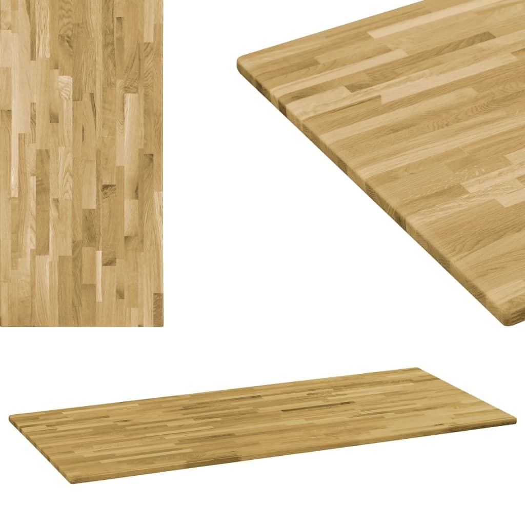 Bordplade i massivt egetræ rektangulært 23 mm 140 x 60 cm