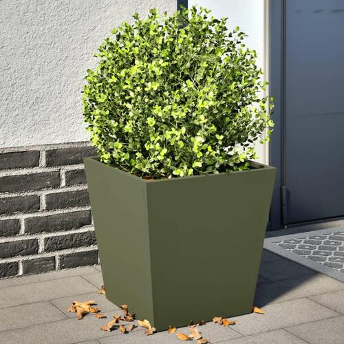 Plantekrukker 2 stk. 40x40x40 cm stål olivengrøn