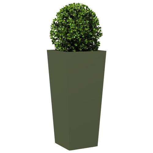 Plantekrukker 2 stk. 35x35x75 cm stål olivengrøn
