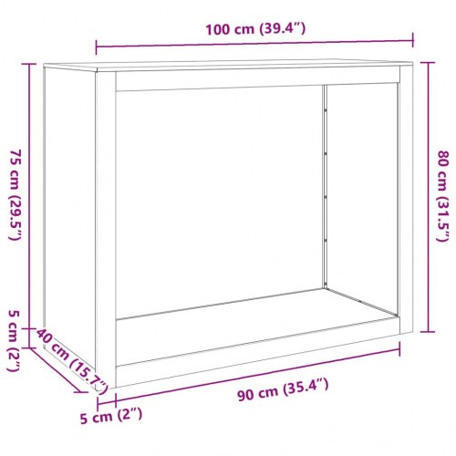 Brændestativ i stål 100 × 40 × 80 cm - antracitgrå