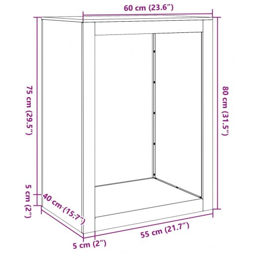 Brændestativ 60 × 40 × 80 cm i galvaniseret stål - grå