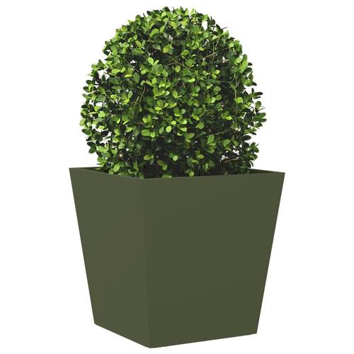 Plantekrukker 2 stk. 40x40x40 cm stål olivengrøn