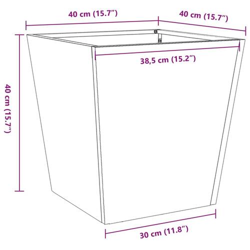 Plantekrukke 40x40x40 cm cortenstål