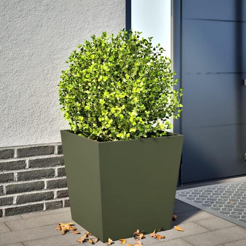 Plantekrukker 2 stk. 50x50x50 cm stål olivengrøn