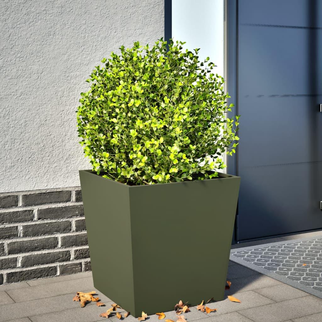 Plantekrukker 2 stk. 50x50x50 cm stål olivengrøn
