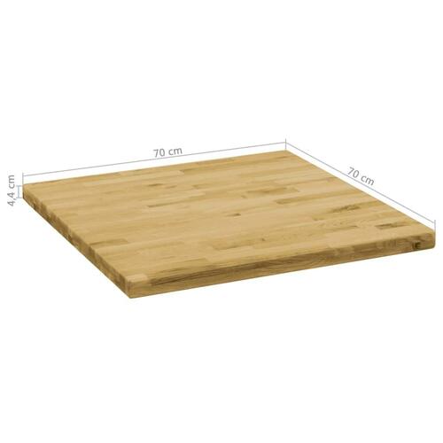 Bordplade massivt egetræ firkantet 44 mm 70 x 70 cm