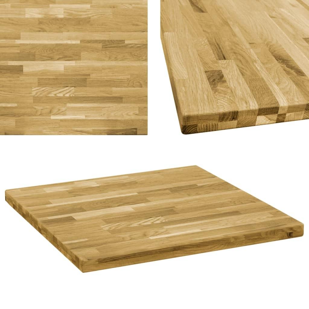 Bordplade massivt egetræ firkantet 44 mm 80 x 80 cm