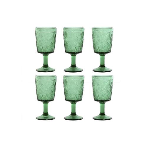 Sæt med glas Home ESPRIT Grøn Krystal 285 ml (6 enheder)