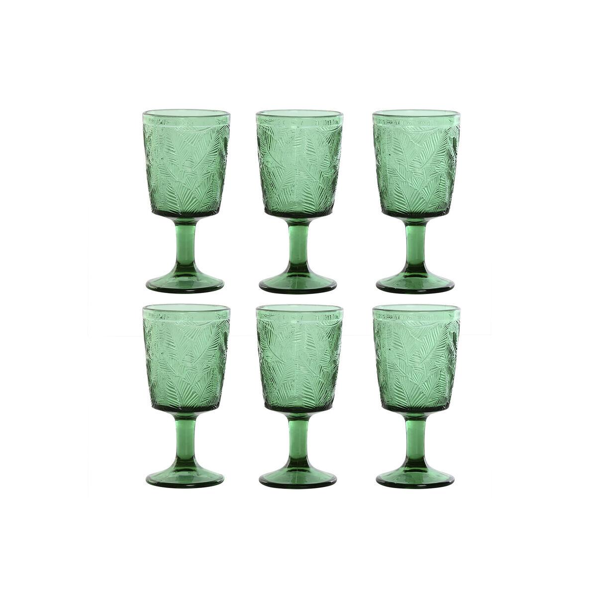 Sæt med glas Home ESPRIT Grøn Krystal 285 ml (6 enheder)