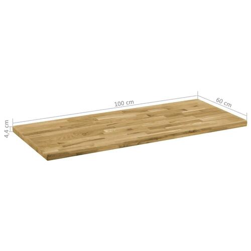 Bordplade i massivt egetræ rektangulært 44 mm 100 x 60 cm
