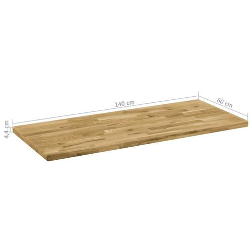 Bordplade i massivt egetræ rektangulært 44 mm 140 x 60 cm