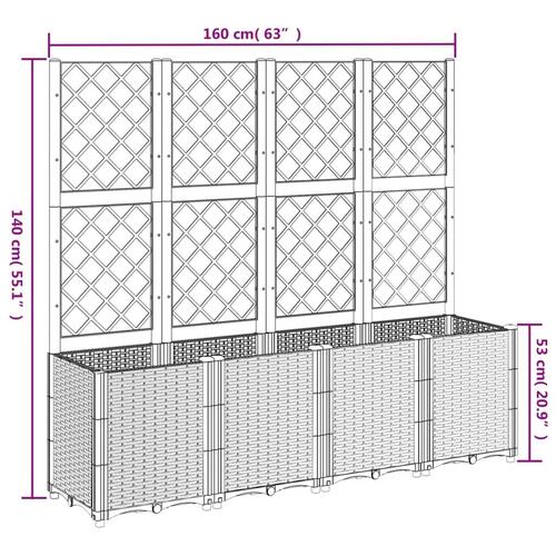 Plantekasse med espalier 160x40x140 cm PP brun