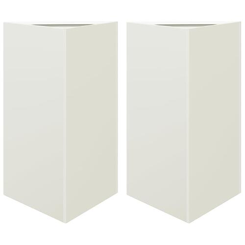 Plantekasser 2 stk. 50x43x75 cm trekantet stål hvid