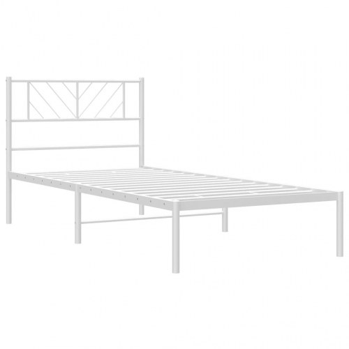 Sengeramme i metal med hovedgærde 75x190 cm - hvid