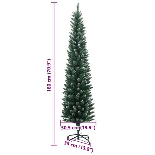 Kunstigt smalt juletræ med 300 LED-lys 180 cm