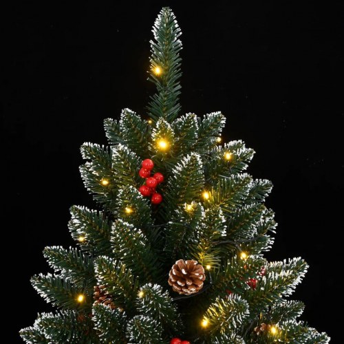 Kunstigt juletræ med 300 LED-lys og sne - 180 cm