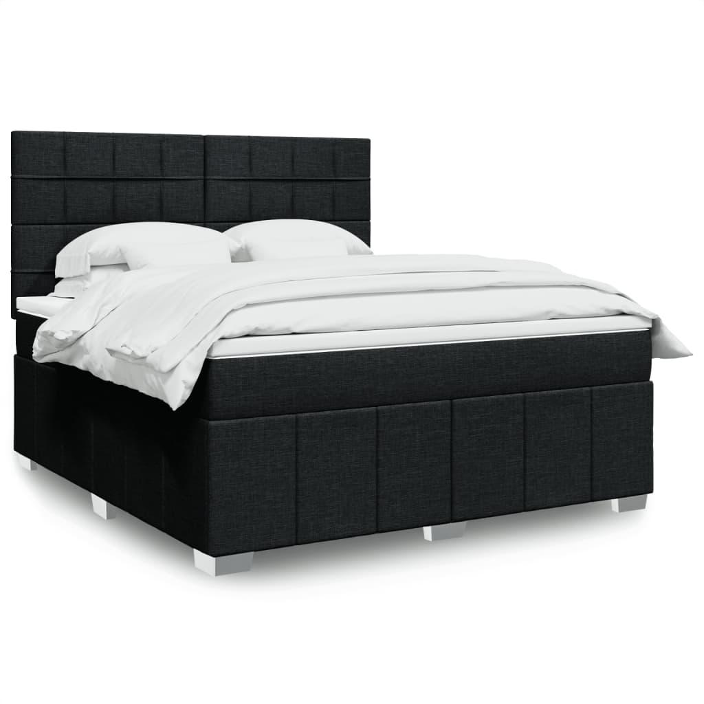 Kontinentalseng med LED, madras og topmadras 180×200 cm - sort stof billede