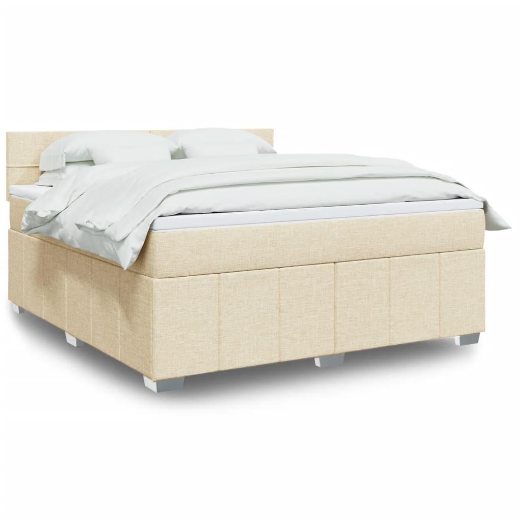 Kontinentalseng med madras 180x200 cm stof cremefarvet billede