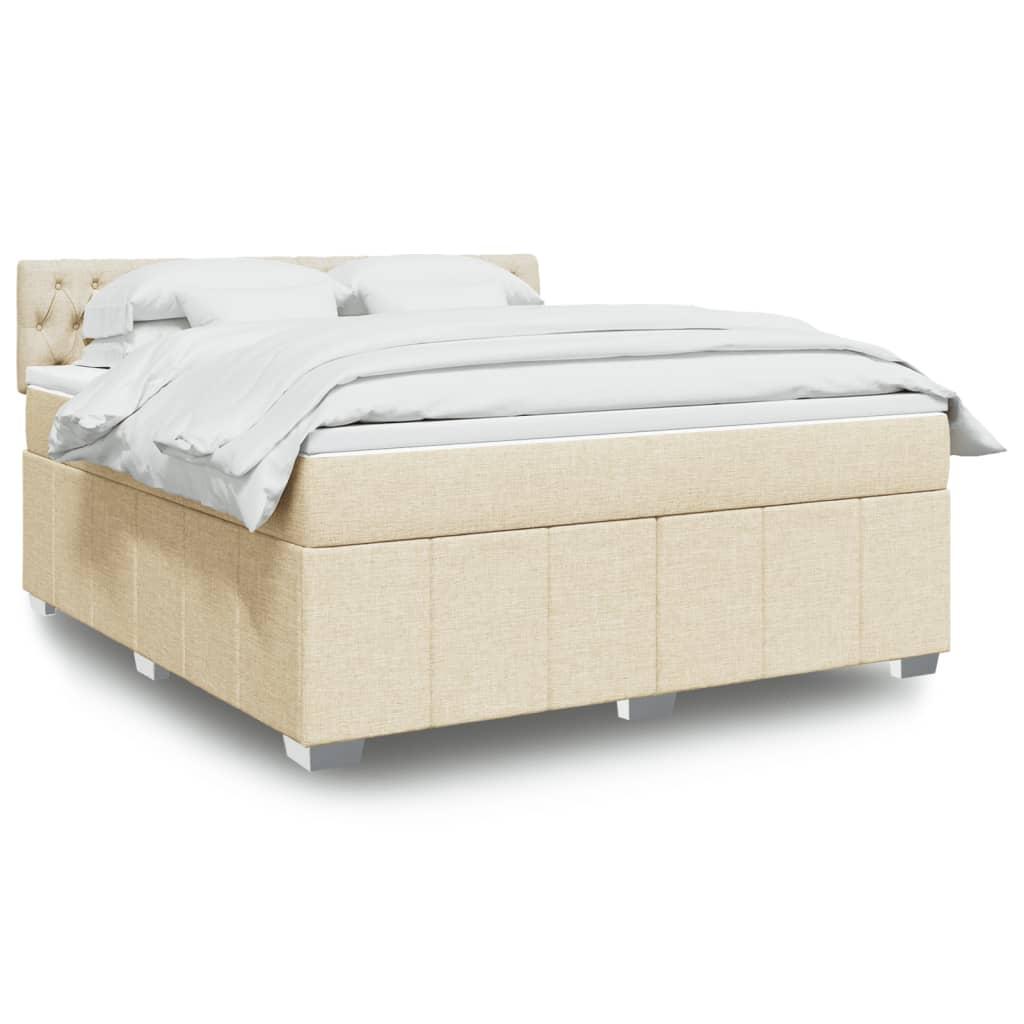Kontinentalseng med madras 180x200 cm stof cremefarvet billede