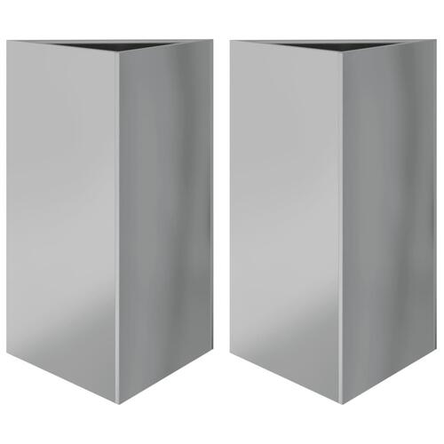 Plantekasser 2stk. 50x43x75 cm trekantet galvaniseret stål sort