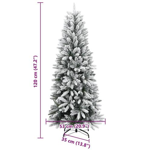Kunstigt juletræ med sne og 150 LED'er 120 cm
