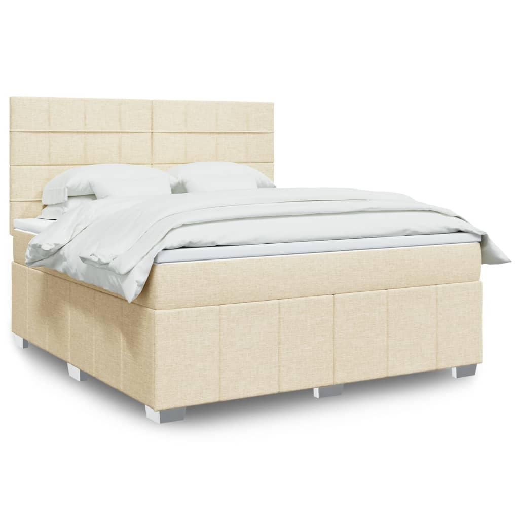 Kontinentalseng med madras 180x200 cm stof cremefarvet billede