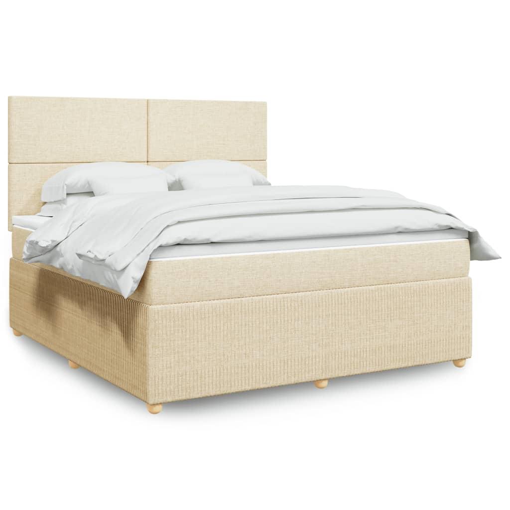 Kontinentalseng med madras 180x200 cm stof cremefarvet billede