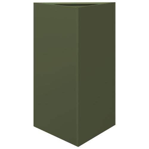 Plantekasser 2 stk. 50x43x75 cm trekantet stål olivengrøn