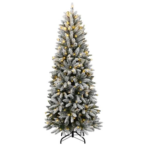 Kunstigt juletræ med 300 LED'er og sne 180 cm
