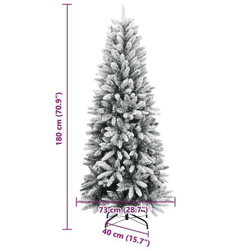 Kunstigt juletræ med 300 LED'er og sne 180 cm