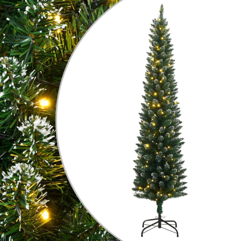 Kunstigt Smalt Juletræ Med Juletræsfod Pvc Grøn - med LED / 150 cm