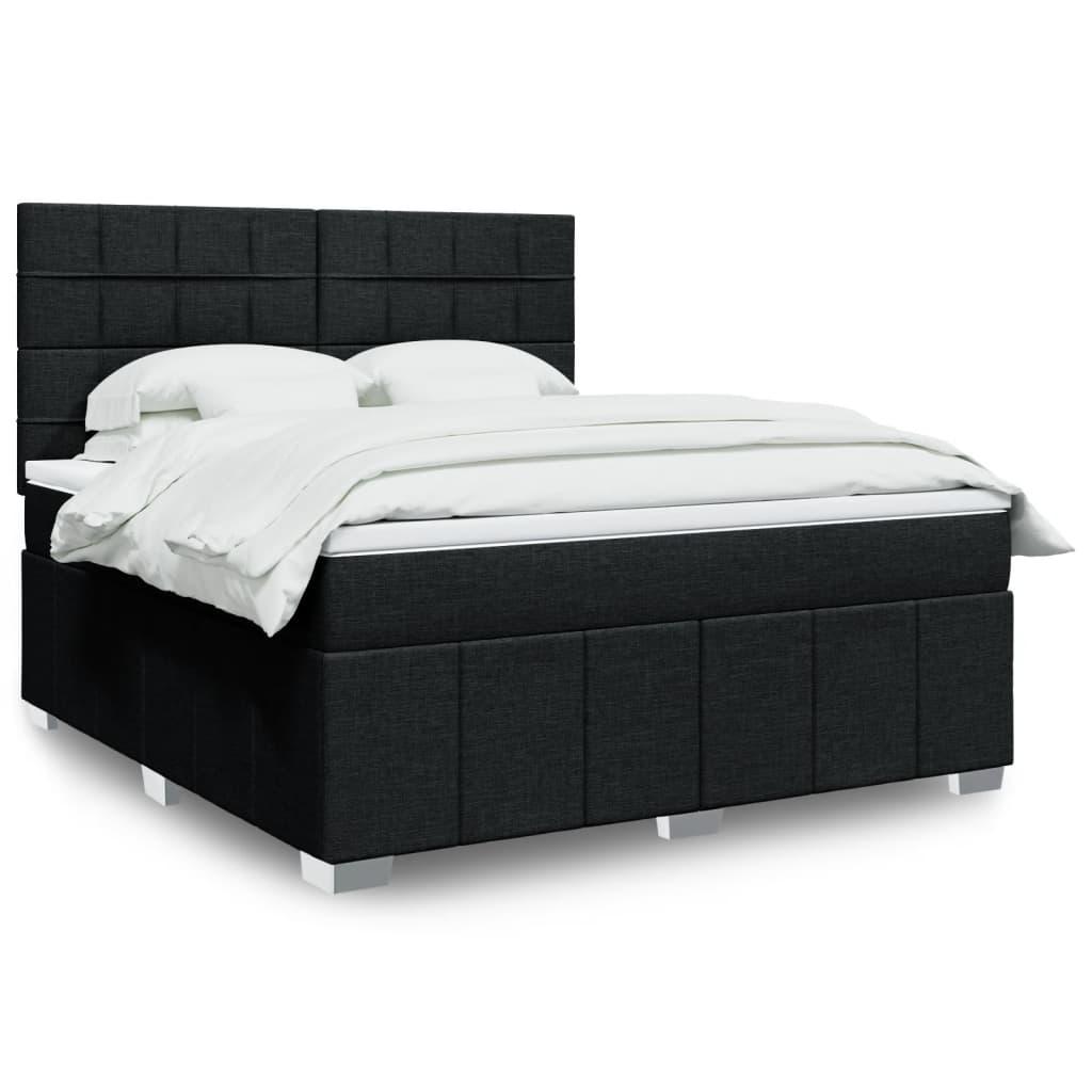Kontinentalseng med madras og topmadras 180x200 cm - stof, sort billede